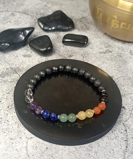 Pulsera chakras y Shungit doble