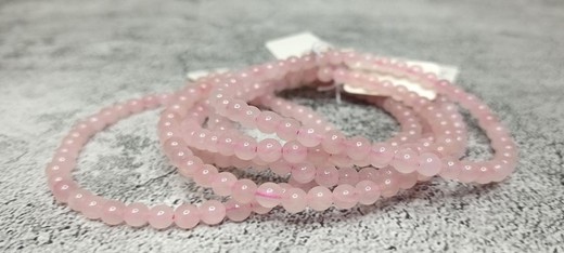 Pulsera Cuarzo rosa en bola de 4 mm