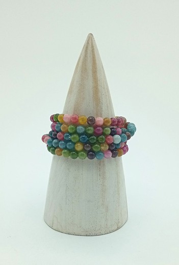 Pulsera Turmalina multicolor en bola de 6 mm