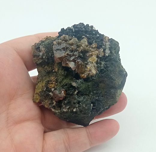 Cristales de Andradita sobre Hedenbergita