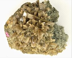 Clinozoisita cristales sobre allanita