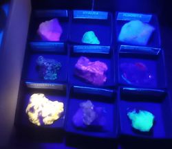 Colección de 9 minerales fluorescentes