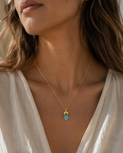 Colgante Calcedonia azul con cadena
