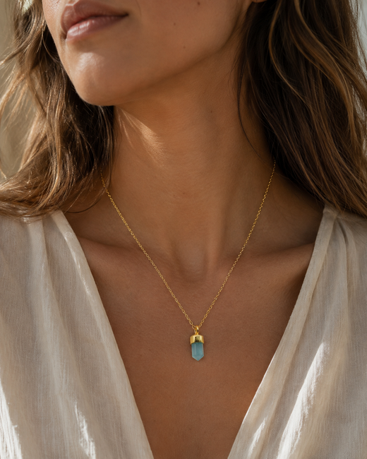 Colgante Calcedonia azul con cadena