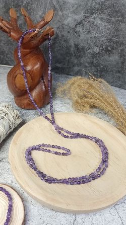 Collar largo de Amatista facetado de 4 mm