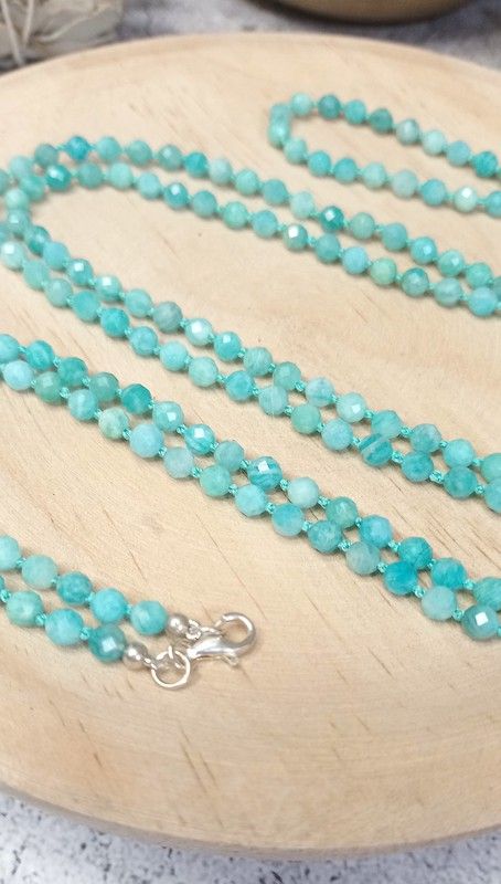 Collar de Amazonita facetado de 4 mm