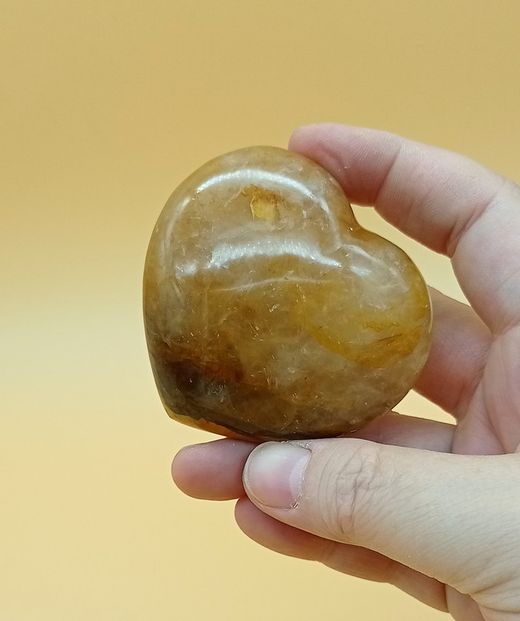 Corazón Cuarzo sanador dorado