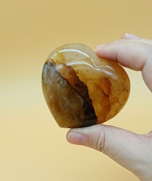 Corazón Cuarzo sanador dorado