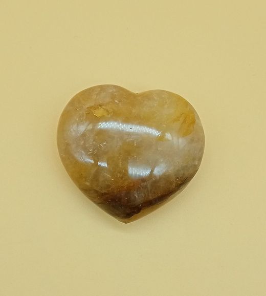 Corazón Cuarzo sanador dorado