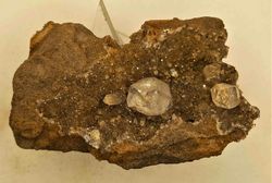 Cuarzo cristales en nódulo de septaria