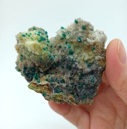 Dioptasa sobre Calcita con Duftita - Ex colección Folch