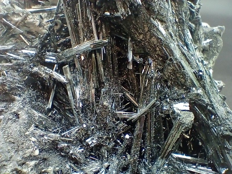 Antimonita conjunto de cristales