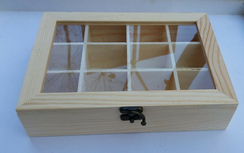 portátil caliente Aguanieve Estuche de madera y vidrio de 12 compartimentos — litosphera