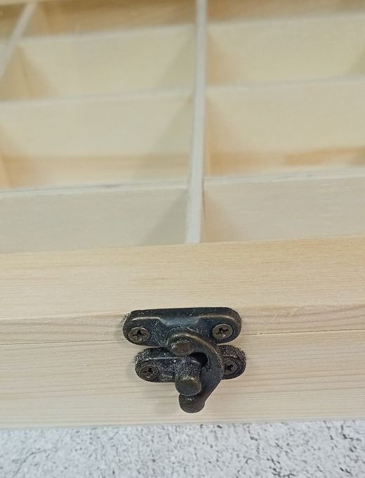 Estuche de madera y vidrio de 16 compartimentos