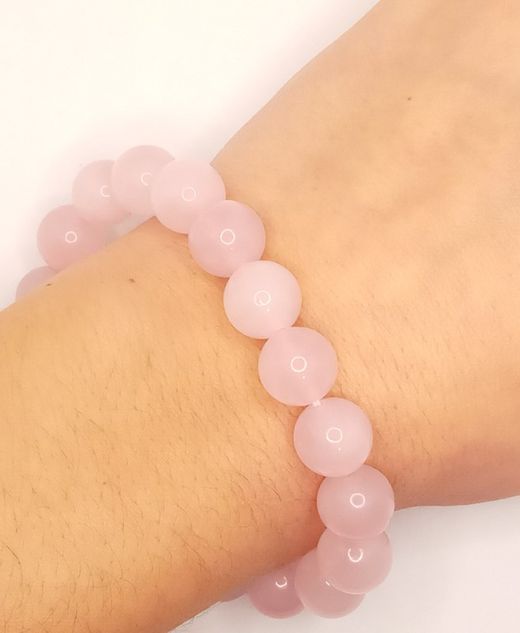 Pulsera bola 10mm de Cuarzo rosa