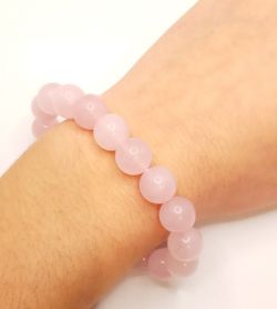 Pulsera bola 10mm de Cuarzo rosa