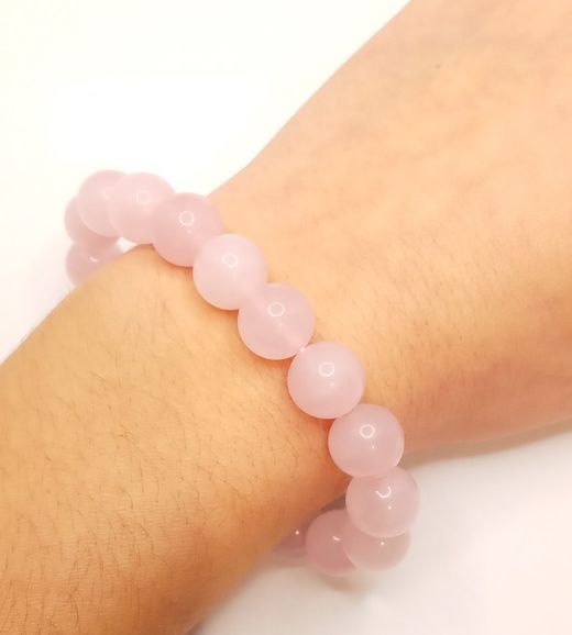 Pulsera bola 10mm de Cuarzo rosa