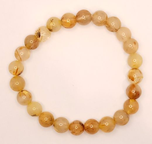 Pulsera bola 8mm de Cuarzo rutilado