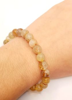 Pulsera bola 8mm de Cuarzo rutilado