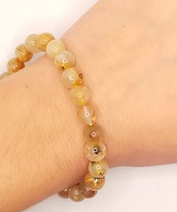 Pulsera bola 8mm de Cuarzo rutilado