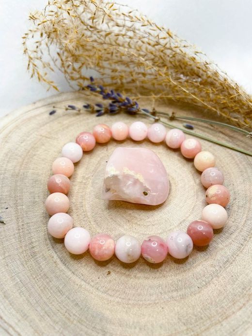 Pulsera de Opalo rosa Andino en bola de 8mm