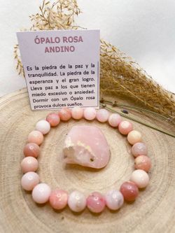 Pulsera de Opalo rosa Andino en bola de 8mm