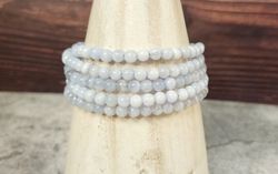 Pulsera Calcedonia azul bola lisa 4 mm