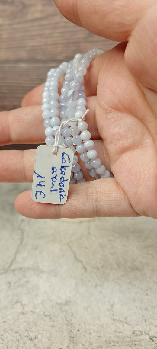 Pulsera Calcedonia azul bola lisa 4 mm
