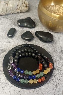 Pulsera chakras y Shungit doble