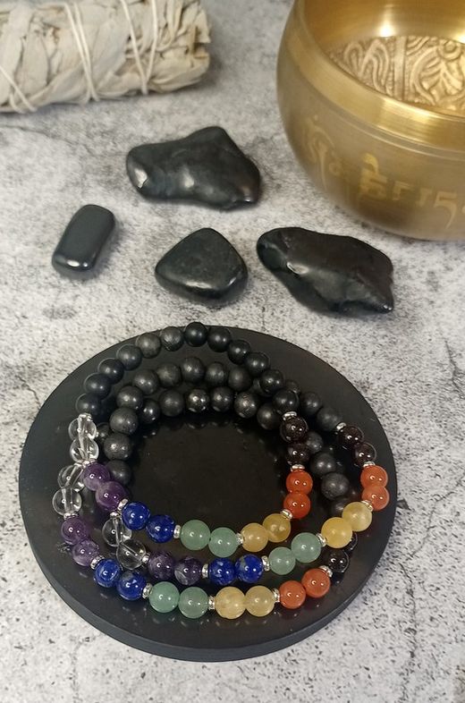 Pulsera chakras y Shungit doble