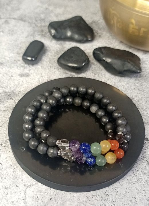 Pulsera chakras y Shungit simple