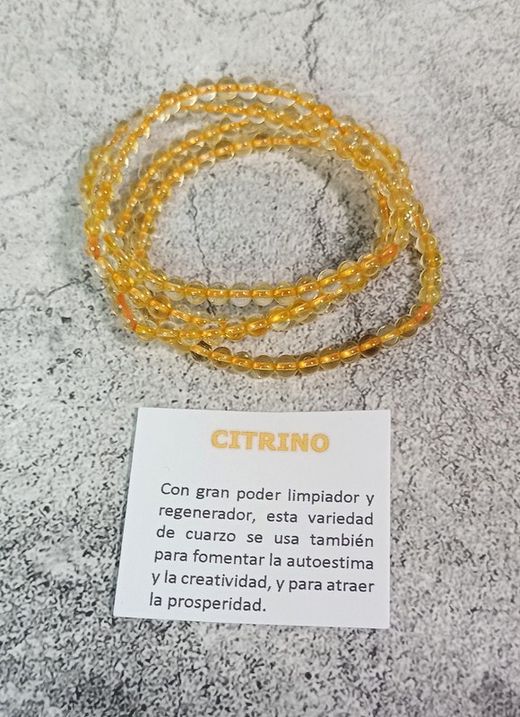 Pulsera Citrino bola 4 mm