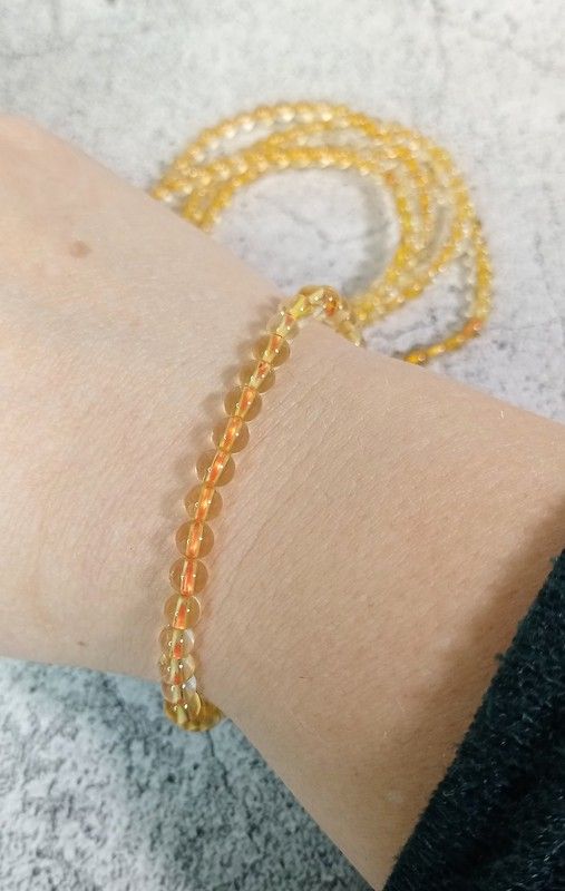 Pulsera Citrino bola 4 mm