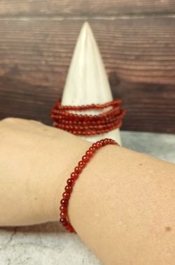Pulsera Cornalina bola lisa 4 mm