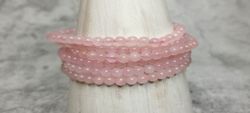 Pulsera Cuarzo rosa en bola de 4 mm