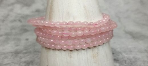 Pulsera Cuarzo rosa en bola de 4 mm