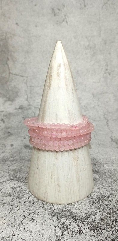 Pulsera Cuarzo rosa en bola de 4 mm