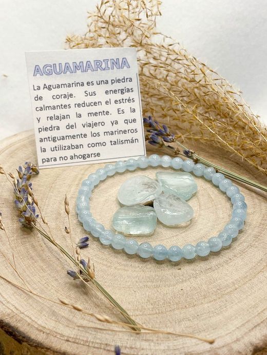 Pulsera de Aguamarina en bola de 4 - 5 mm.