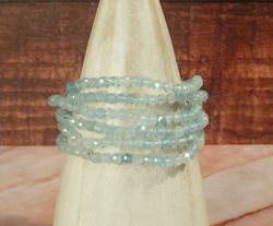 Pulsera de Aguamarina facetada 4 mm