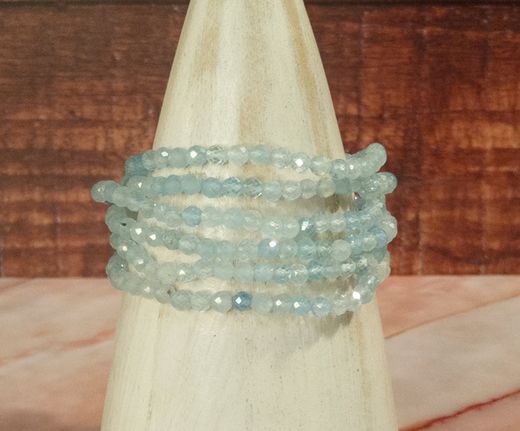 Pulsera de Aguamarina facetada 4 mm