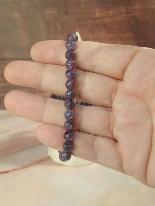 Pulsera de Amatista bola lisa 6 mm