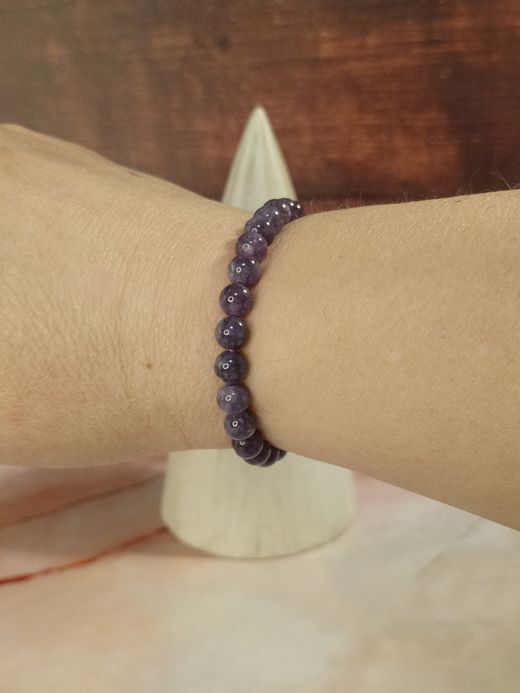 Pulsera de Amatista bola lisa 6 mm