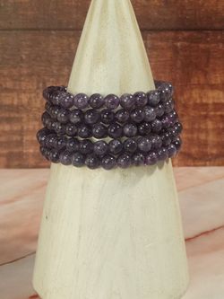 Pulsera de Amatista bola lisa 6 mm