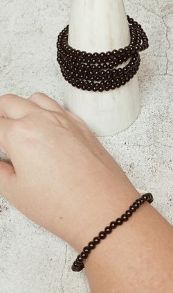 Pulsera de bola de 4 mm. de Turmalina negra (Chorlo)