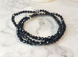 Pulsera de Espinela negra facetada 4 mm