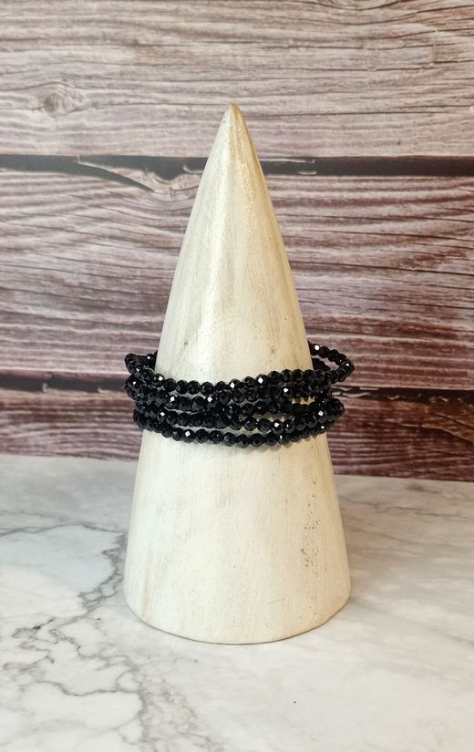 Pulsera de Espinela negra facetada 4 mm