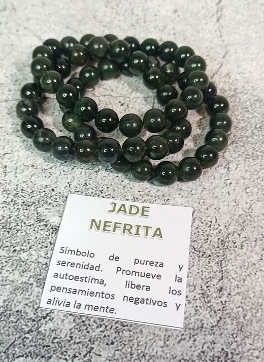 Pulsera de Jade Nefrita en bola de 8mm