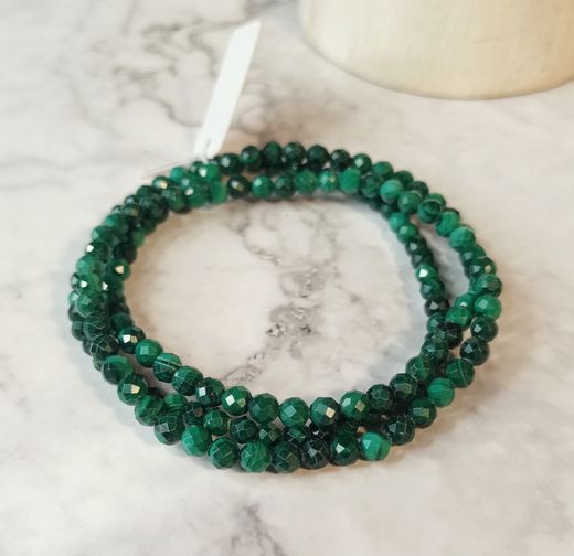 Pulsera de Malaquita facetada 4 mm