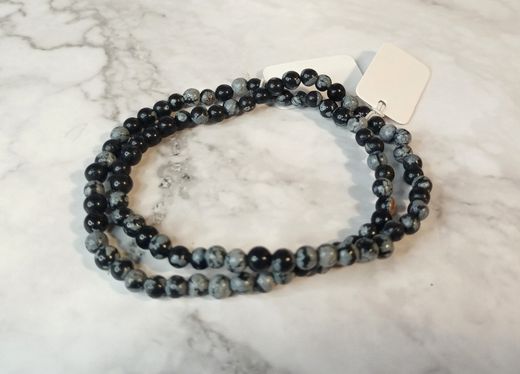 Pulsera de Obsidiana nevada bola lisa 4 mm