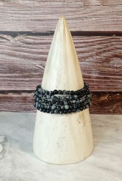Pulsera de Obsidiana nevada bola lisa 4 mm